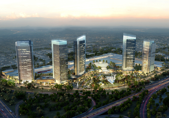 Phase Two includes five towers rising to a height ranging from 160 m to 180 m.